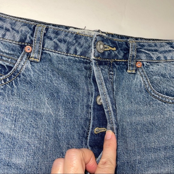 Free People Button Fly Fray Hem Jean Mini Skirt 30 - Picture 5 of 17